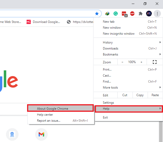 Select About Google Chrome